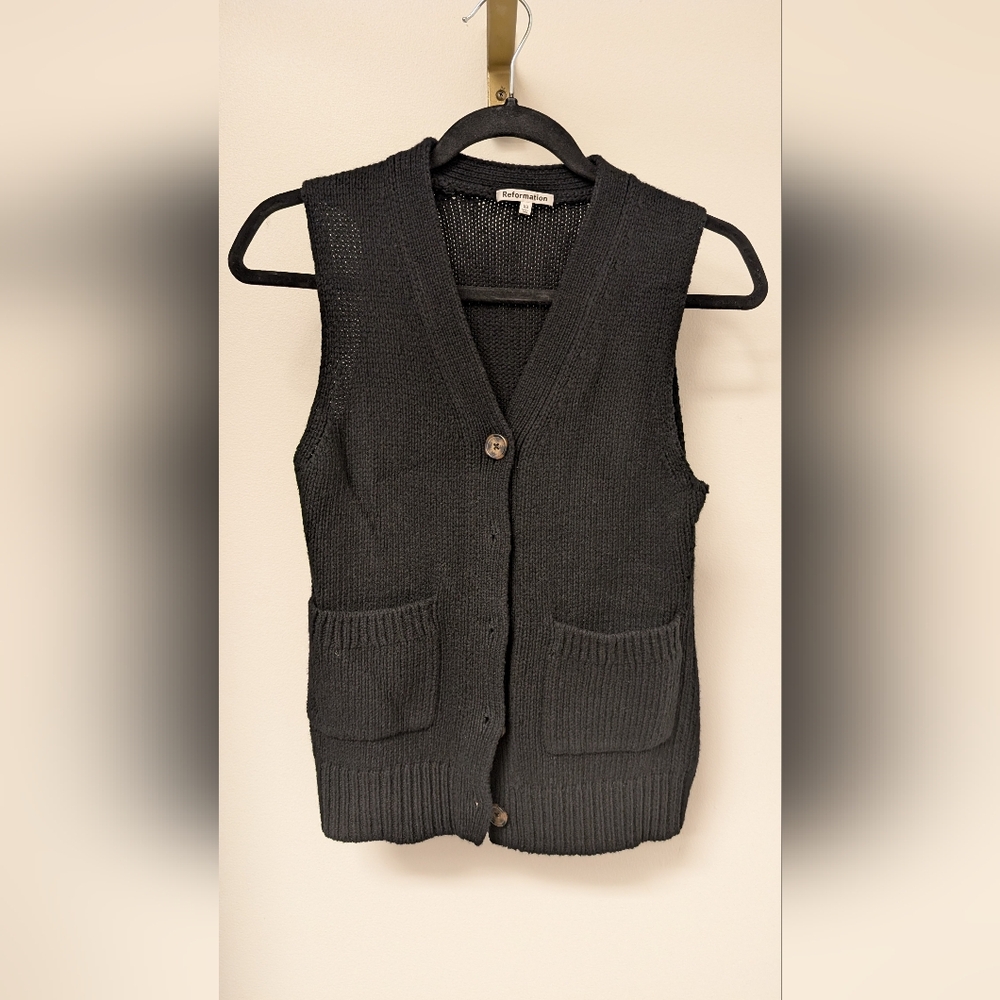 Reformation Black Sleeveless Cardigan